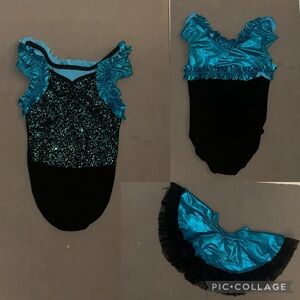 Blue and black Leo and skirt dance costume